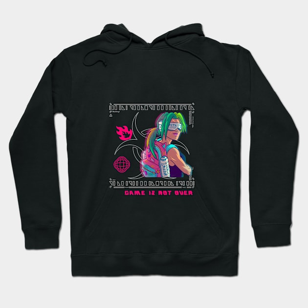 Game is not over futuristic girl gamer Hoodie by GirlsWhoCode